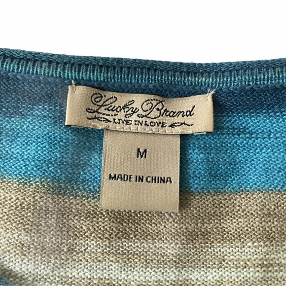 Lucky Brand Stacey Turquoise Tan Space Dye Sweater - Picture 5 of 8